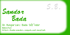 sandor bada business card